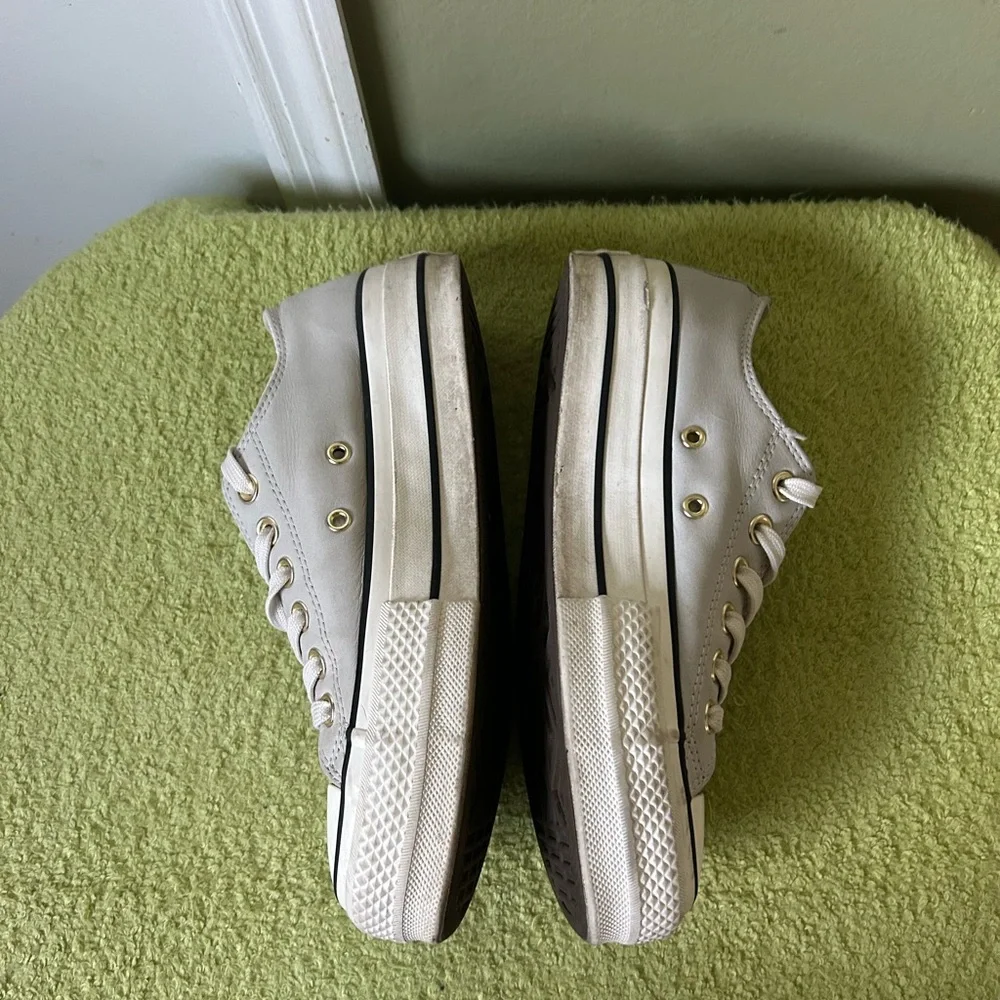 Converse Platform Pale Grey Leather Low Top Women’s Sneakers Sz 6.5 - Picture 12 of 14